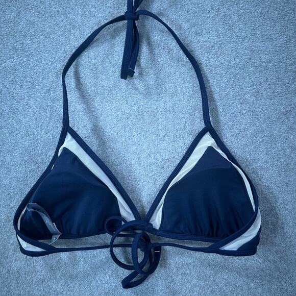 Aerie String Bikini Swim Top Size Medium Navy Blue Mesh Detail Padded Wireless - Picture 6 of 6